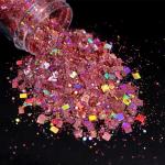 Indoor Ornament Chunky Glitter Powder PET Material Hexagon Shaped Nail