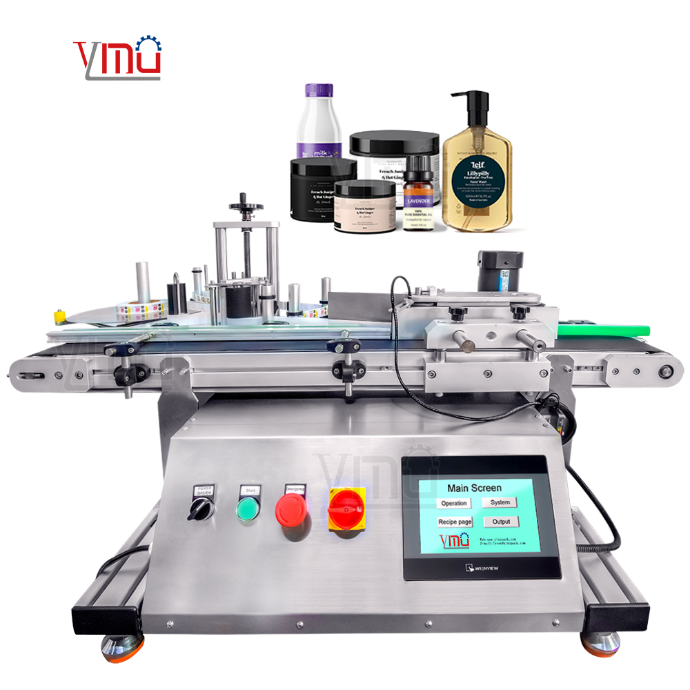 YM410 2024 Automatic Manufacturing Packaging Machine for Flat Top Side Sticker Labeling