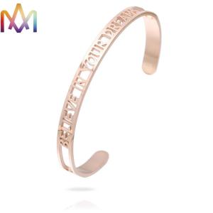 China Inspirational Fadeless Letter Hollow Carved Bracelet wholesale