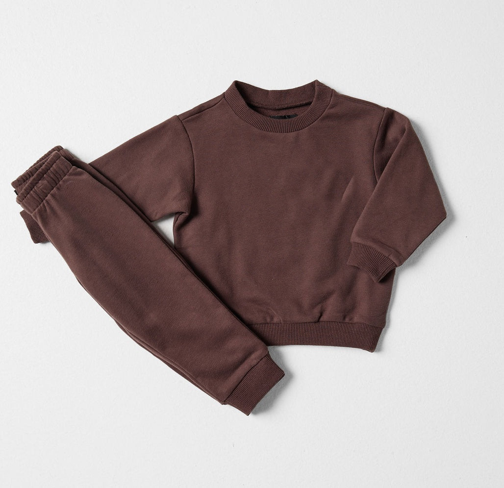 2 PCS Pullover Sweat Shirt Neutral Kids Fleece Sweatshirt Set Long Sleeve Printed Jogger Set Sweat Pants 100% Cotton