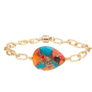 China Shine Turqupise Beads Gold Chain Bracelet wholesale