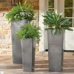 China Brushed Tapered Stainless Steel Planter Box 45-120cm wholesale