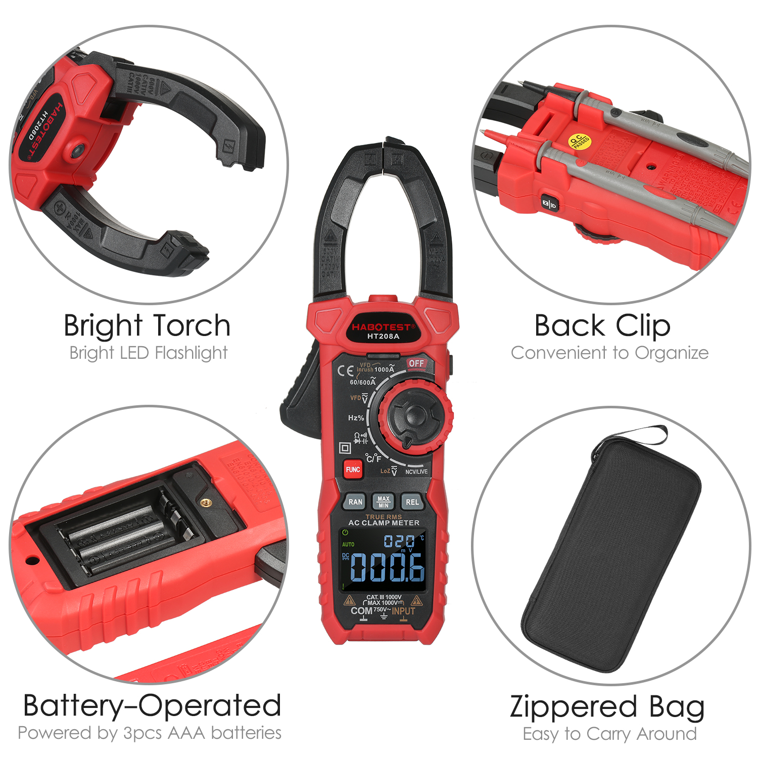 1000V DC AC Clamp Meter , 1000A Current Clamp Meters