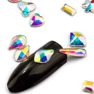 China Popular Multi Shape Nail Flatback Crystals Round AB Nail ... wholesale