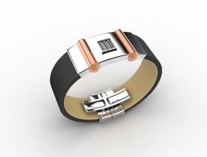 China Top Quality Europe Fashion Stainless Steel Genuine Leather Silicone Bangle Bracelet ADB204 wholesale