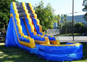 China Backyard 15x36ft Pvc Blue Inflatable Water Slide With Pool wholesale