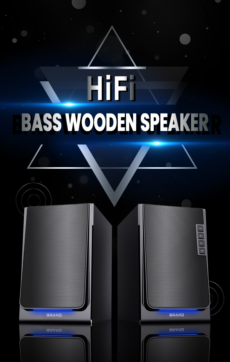 Desktop Speakers Wireless HiFi Wooden Black Bookshelf Speakers with Remote Control