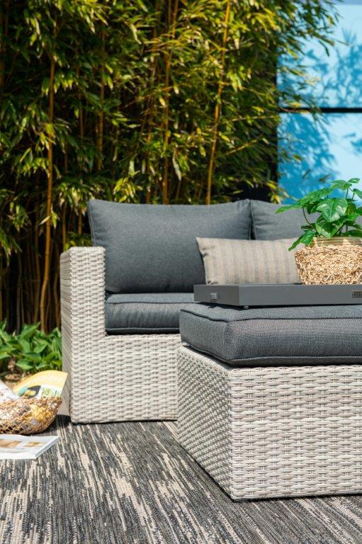 AJUNION Outdoor L Shape Rattan Corner Sofa Set Patio Furniture W155 x D85.5 x H65cm