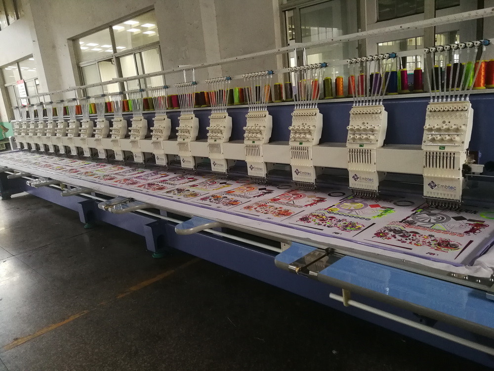 Computerized Operation Flat Embroidery Machine 18 Heads 9 Colors