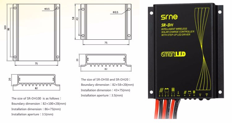SRNE Solar Controller 12v Battery Charge Regulator With LED Driver SR DH100