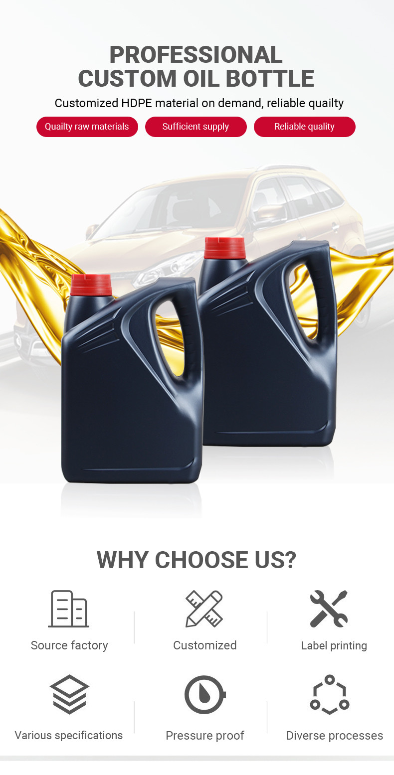 Tight Structure Gasoline Engine Oil Bottle Navy Blue Lubricant Plastic Bottle