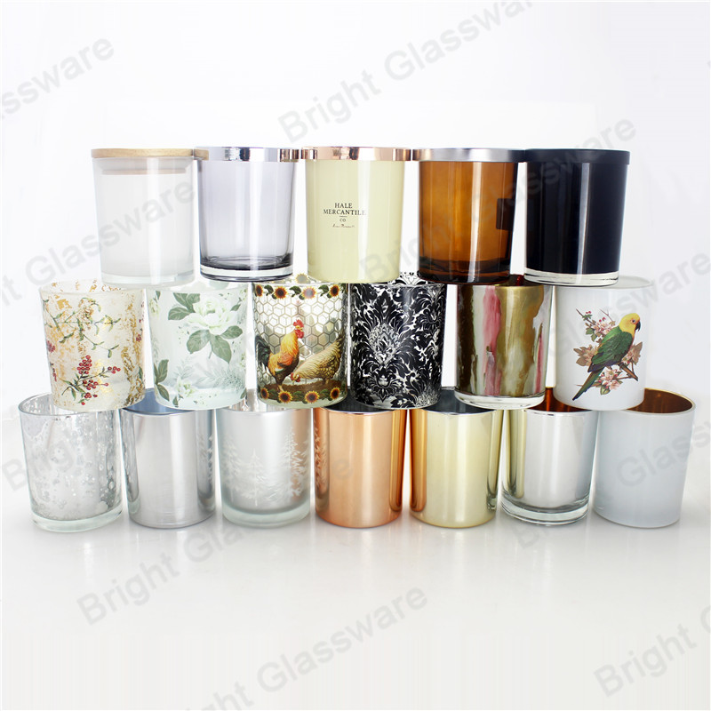 New glass candle jar with custom logo, candle holder with lid