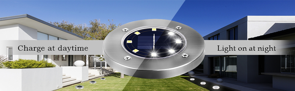Solar Ground Lights, 8 LED Inground Solar Lights, Solar Powered Garden Lights for Outdoor Pathway Lawn Yard Patio Walkway