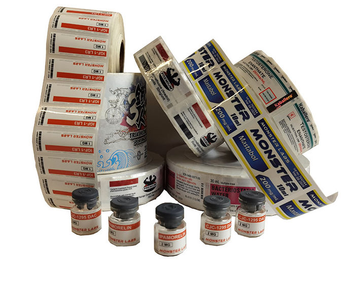Private glossy self adhesive vinyl waterproof PP vial label roll printing manufacturer
