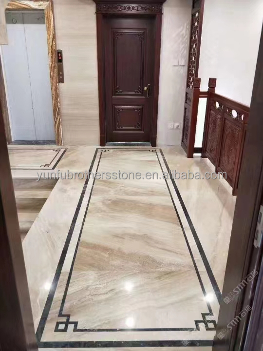Custom White Onyx Marble Matt Finish Modern Luxury Round Dining Table with Red Veins
