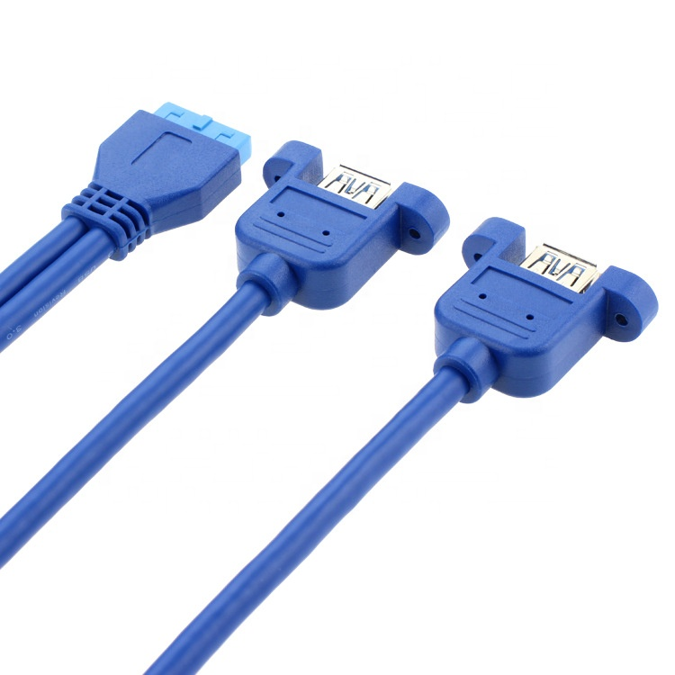 Dual Panel Mount USB 3.0 A Female to IDC 20 PIN Female PC Computer Case Motherboard Cable