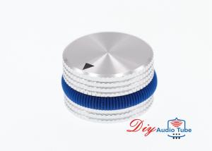 China 25x15.5mm Silver Full Aluminum Knobs With Blue Rubber ring 6mm Shaft Hole wholesale