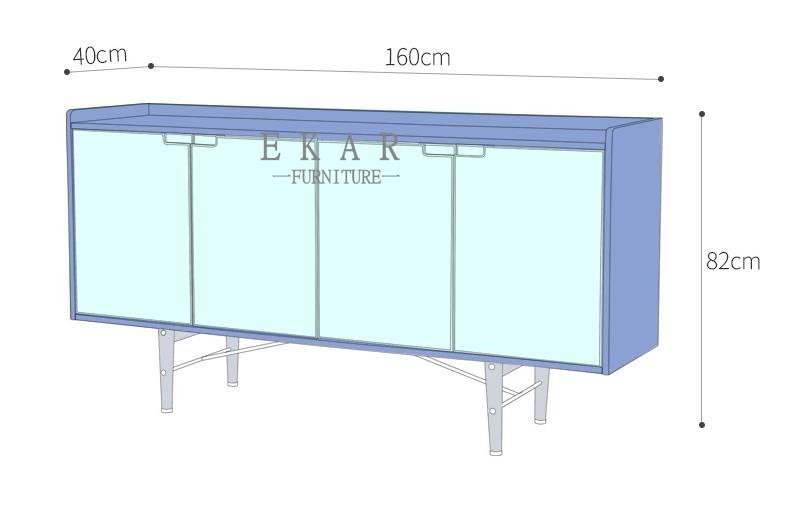 Dining Room French Design 4 Door Metal Base Wooden Modern Sideboard