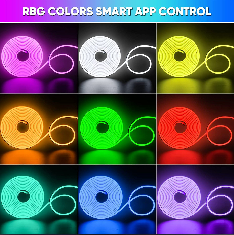 16.4ft RGB Silicone Neon Strip Light Remote Control Smart Color Changing