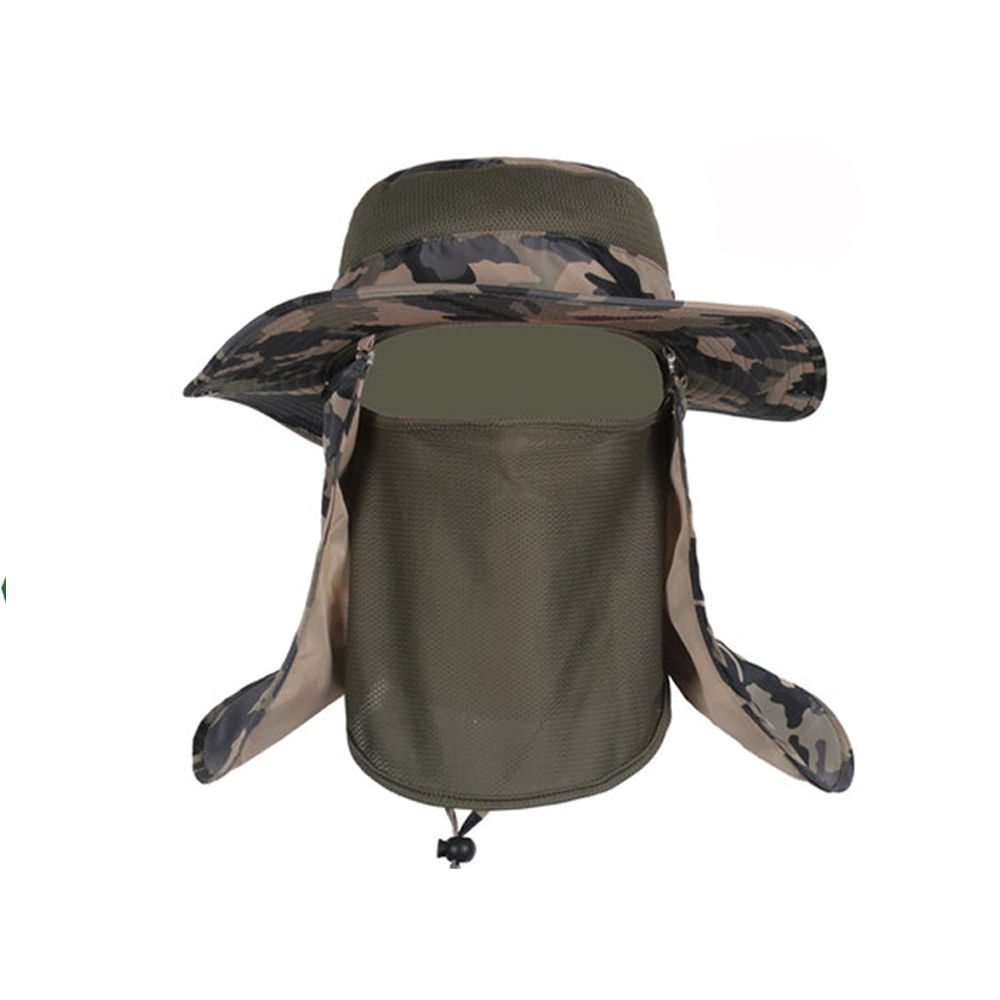 100% Cotton Sun Protection Mens Hiking Boonie Hat With Neck Flap Plush Style