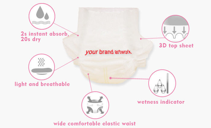 ODM PP Tape Lamination Film Disposable Baby Diapers For Crawling Babies