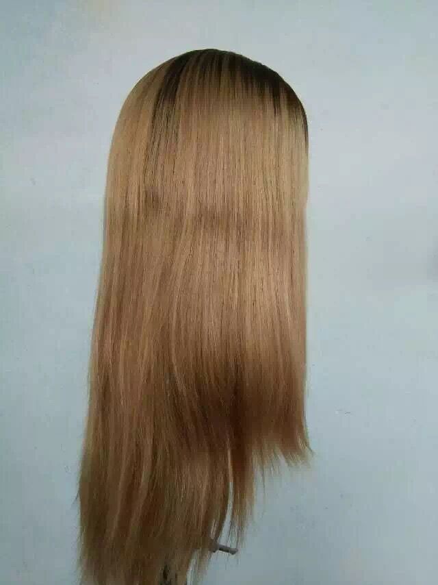 8A 16Inch European Human Hair Jewish Wig Highlight with Dark Root,Human Hair Kosher Wig