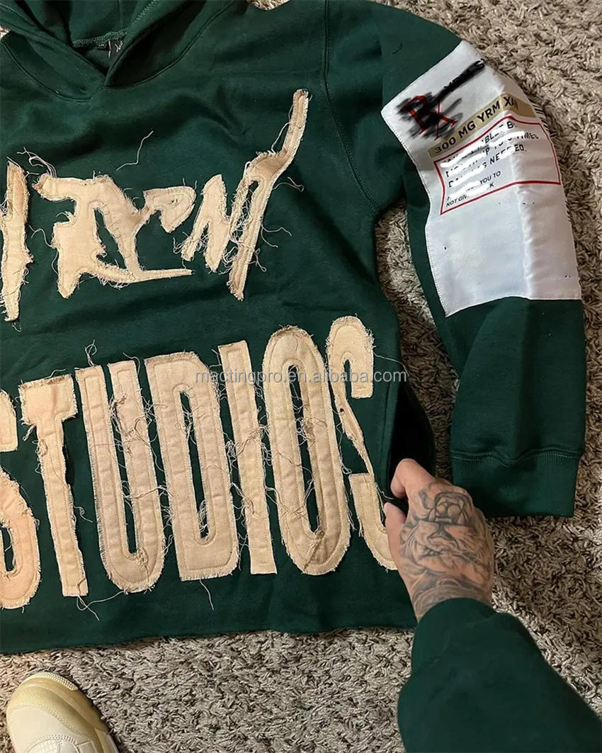 Custom Embroidery Hoodie With Embroidery Men'S Streetwear Patch Vintage Acid Wash Cropped Hoodie