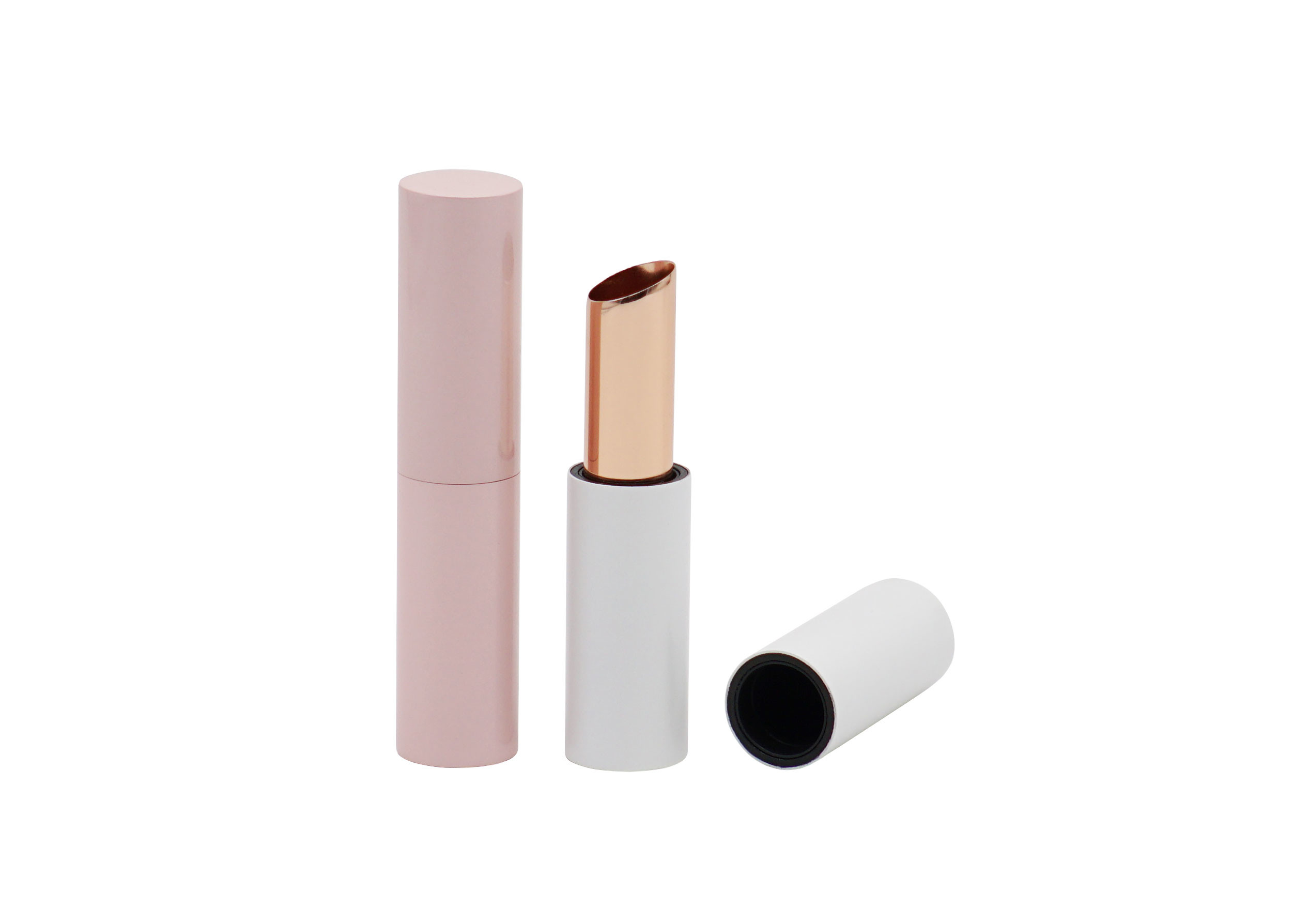 Pink Slim Empty Lipstick Container Tube Cylinder White Aluminum