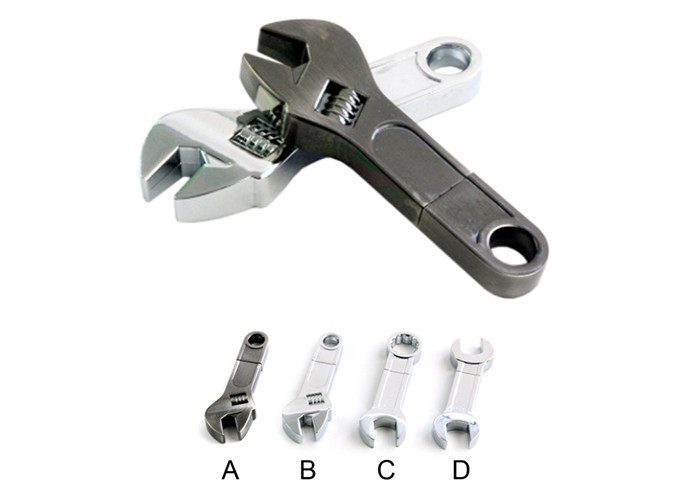 Metal Spanner Shape High Capacity Usb , 64g 2.0 Silver Pen Drive Covenient Use
