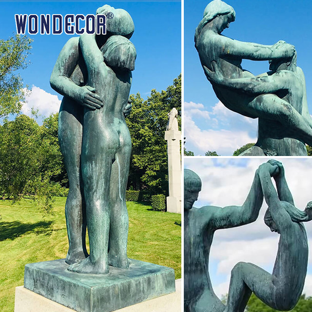 Adults And Children Playing Bronze Statues Sculpture In Outdoor Parks