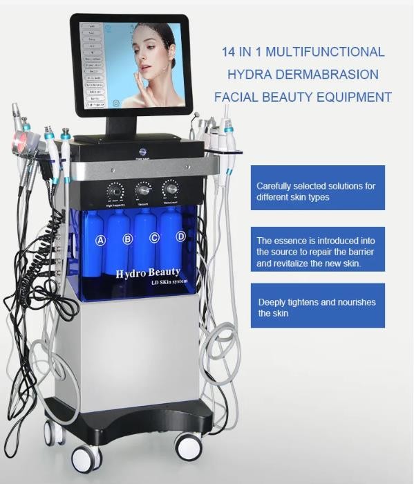 Whitening PDT Oxygen Facial Machine , H2 02 Hydrafacial Machine 14 In 1