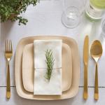9 Inch Environmentally Friendly Biodegradable Square Bamboo Plate For Wedding