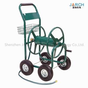 China 4 Wheel Steel Garden Hose Reel Cart 350 Feet Weather Resistant With Non - Slip Handle wholesale