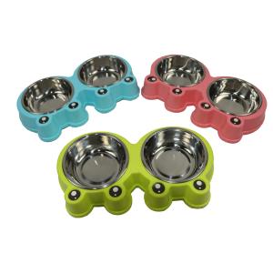 China Dog Crate Bowls Stainless Steel Puppy Bowls 2 Bowl/Pot Resin Base For Large Dogs 48 Oz 32 Oz 64 Oz wholesale