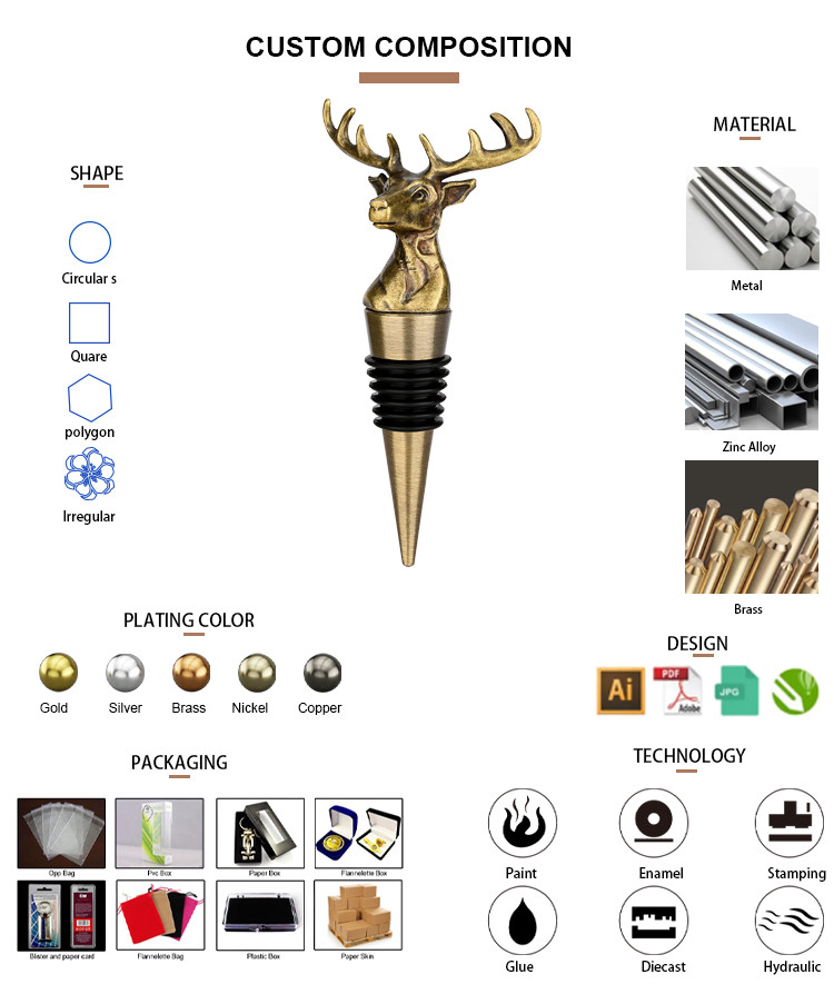 Custom Wine Stopper Animal Dog Cat Metal Bottle Stoppers For Wine Champagne Gifts