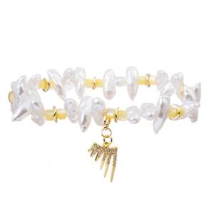 China Unite Shape White Color Pearl Stretch Bracelet Statement Pearl Bracelet Gift wholesale