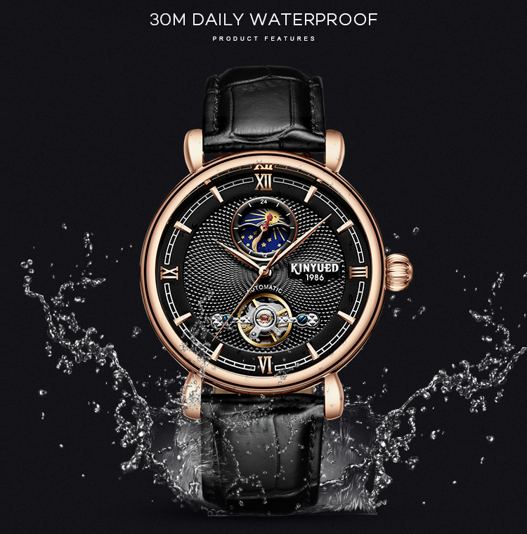 Mens automatic mechanical watch luxury brand KINYUED tourbillon automatic movement mechanical watch
