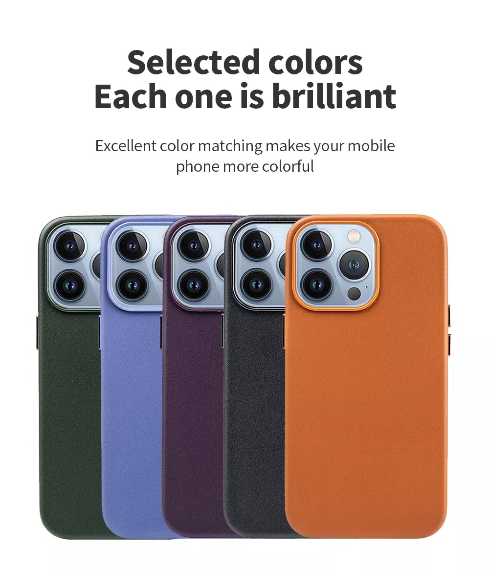 Dark Grey Magnetic Wireless Charger Pu Leather Phone Case for iPhone 14 Pro Max ' Choice