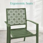Outdoor Furniture AJUNION Modern Steel KD Frame Garden Set Stackable Chair