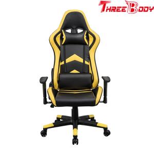 China Player Seat Race Car Office Chair , Comfortable Bucket Seat Office Chair Black And Yellow wholesale