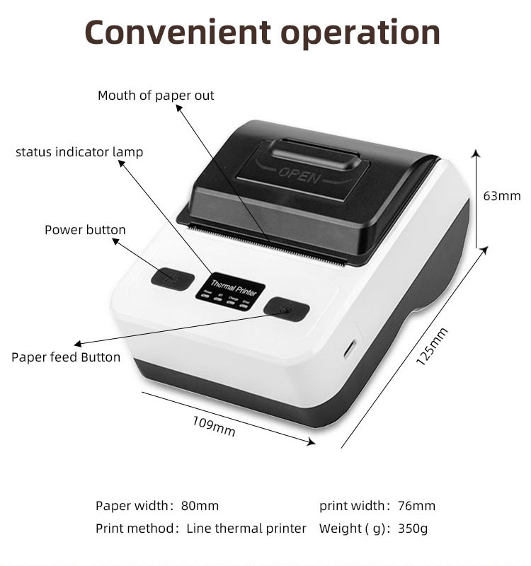 0.35KG Lightweight MP-80M Android Handheld Pos 80MM Portable Receipt Thermal Printer