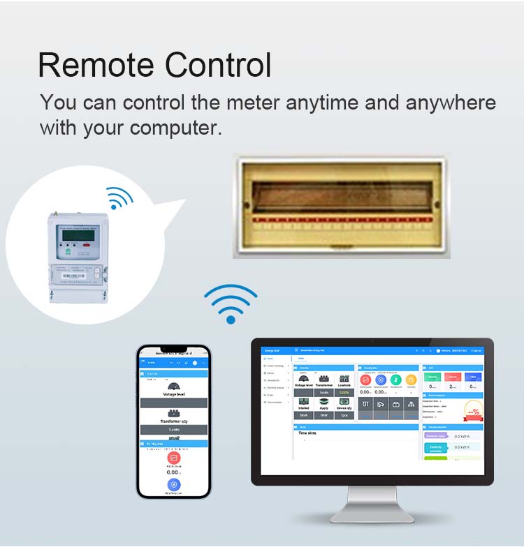 Wifi Prepaid Din Rail Power Meter 3 Phase Residential Meter Current Transformer