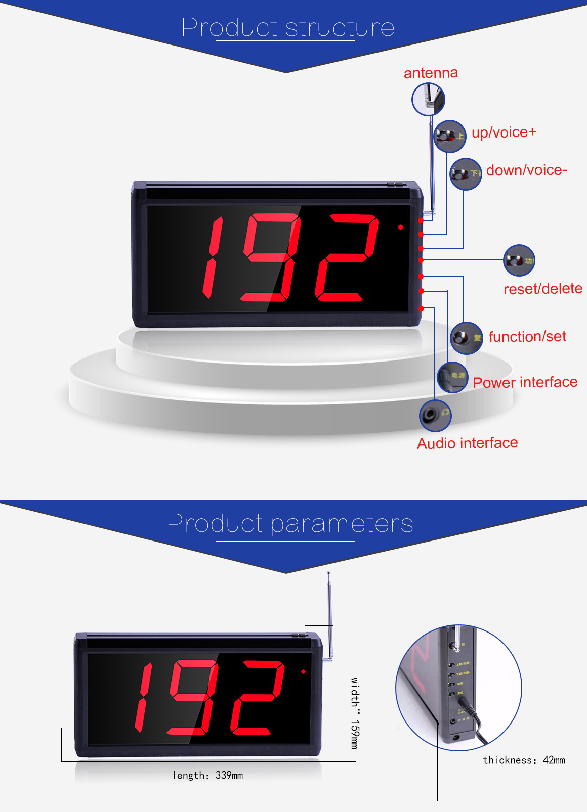 Newest wireless call center equipement queue management pager system