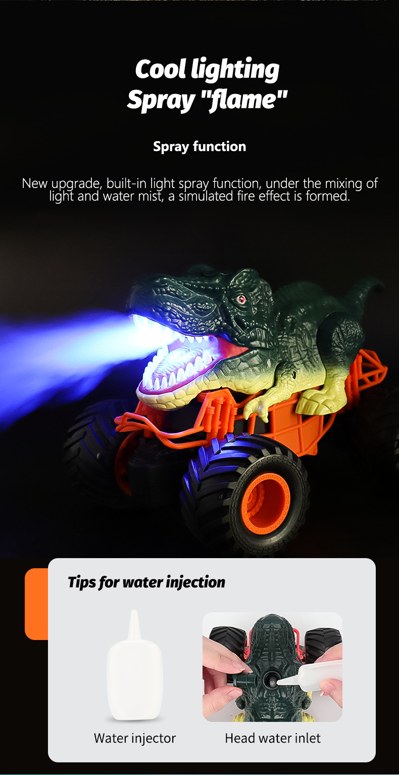 Spray Dinosaur 2.4G Remote Control Triangle Dragon King Dragon Climbing Bigfoot Vehicle