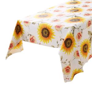 China Oilproof PEVA Sunflower Plastic Table Cover For Daily Life wholesale