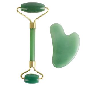 China Dark Circles Anti Puffiness Facial Jade Roller Gua Sha Set wholesale