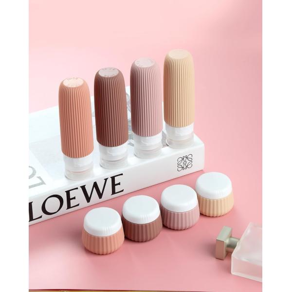 Portable Squeeze Silicone Travel Toiletry Bottles Kit 8 Pack BPA Free