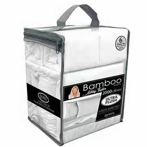 6pcs Soft Brushed 2200 Thread Count Bamboo Fabric Sheet Set NO Filling Machine Washable