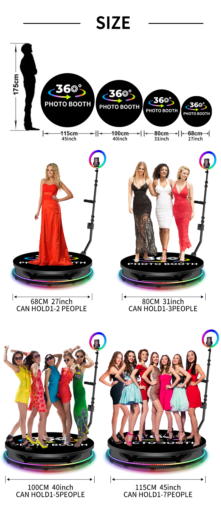 2023 SKY 360 Overhead Top Spinner Portable Photo Booth 4M Compact and Portable Design