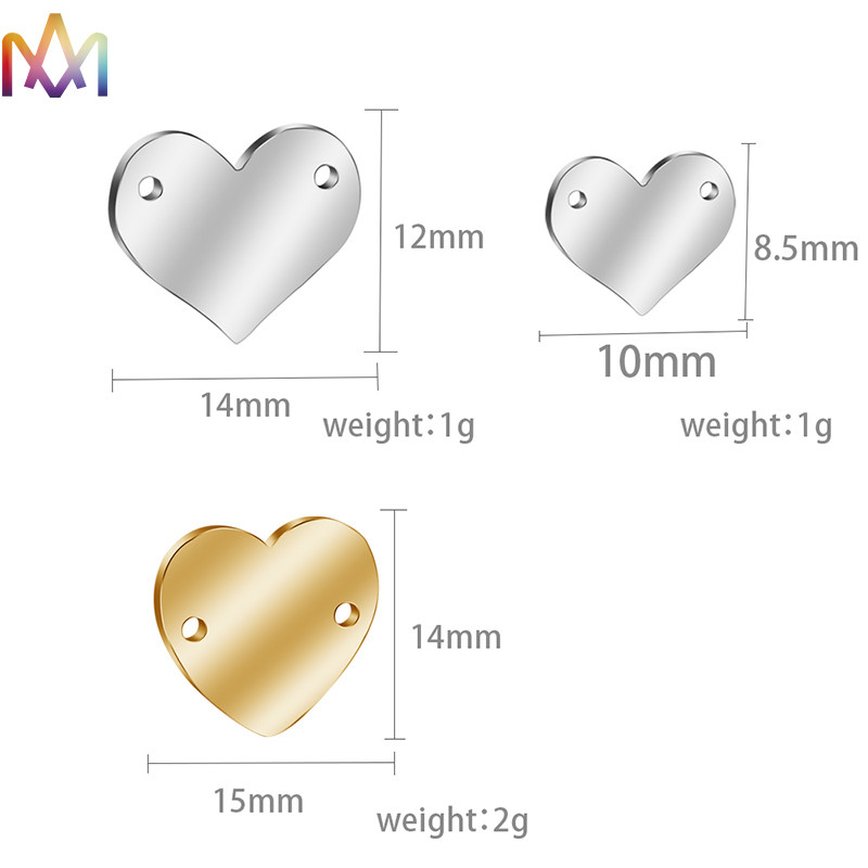 2 Hole Heart Shape 1mm 304 Stainless Steel Blank Stamping Tag